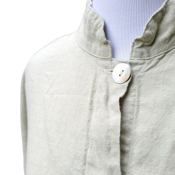 Bryn Walker Light Green Linen Button Down Tunic Top Pockets Lagenlook Sz L - Picture 3 of 15